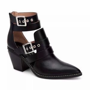 BCBG Black Buckle Ankle Boots